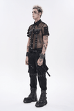 Men's Industrial Mesh Shirt with Buckle Accents