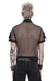 Men's Industrial Mesh Shirt with Buckle Accents