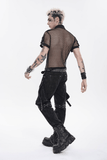 Men's Industrial Mesh Shirt with Buckle Accents
