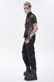 Men's Industrial Mesh Shirt with Buckle Accents