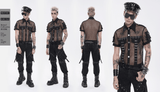Men's Industrial Mesh Shirt with Buckle Accents