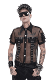 Men's Industrial Mesh Shirt with Buckle Accents