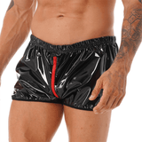 Men's Pole Dance Clubwear Rave Shorts / Elastic Waistband Wet Look Zipper Crotch Short Pants