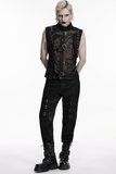 Men's Punk Mesh Black Vest with Strap Buckles