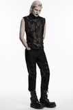 Men's Punk Mesh Black Vest with Strap Buckles