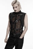 Men's Punk Mesh Black Vest with Strap Buckles
