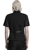 Men's Punk Mesh Black Vest with Strap Buckles