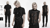 Men's Punk Mesh Black Vest with Strap Buckles