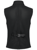 Men's Punk Mesh Black Vest with Strap Buckles