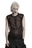 Men's Punk Mesh Sleeveless Gothic Top With Buckle Accents