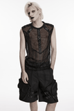 Men's Punk Mesh Sleeveless Gothic Top With Buckle Accents
