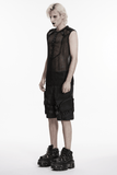 Men's Punk Mesh Sleeveless Gothic Top With Buckle Accents