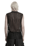 Men's Punk Mesh Sleeveless Gothic Top With Buckle Accents
