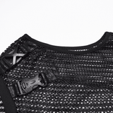 Men's Punk Mesh Sleeveless Gothic Top With Buckle Accents
