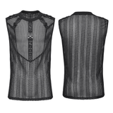 Men's Punk Mesh Sleeveless Gothic Top With Buckle Accents