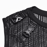 Men's Punk Mesh Sleeveless Gothic Top With Buckle Accents