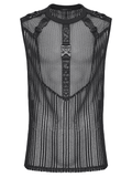 Men's Punk Mesh Sleeveless Gothic Top With Buckle Accents