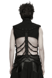 Men's Punk Stand Collar Vest with Chain Harness