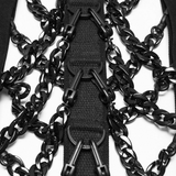 Men's Punk Stand Collar Vest with Chain Harness