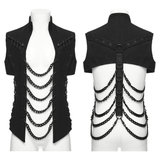 Men's Punk Stand Collar Vest with Chain Harness