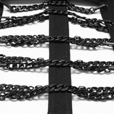 Men's Punk Stand Collar Vest with Chain Harness