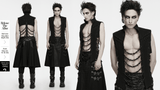 Men's Punk Stand Collar Vest with Chain Harness