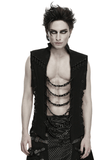 Men's Punk Stand Collar Vest with Chain Harness