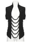 Men's Punk Stand Collar Vest with Chain Harness