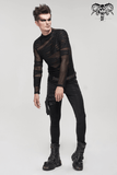 Men's Punk Transparent Striped Top / Black Long Sleeve