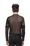 Men's Punk Transparent Striped Top / Black Long Sleeve