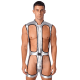 Men's Shiny Metallic Cut-out Romper / Male Sexy Outfits - EVE's SECRETS