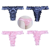 Men's Shiny Ruffled Soft Lingerie Panties / Sissy Bikini Briefs Underwear - EVE's SECRETS
