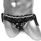 Men's Sissy Lace-Up Panties with Floral Print / Frilly Briefs with Sheer Back / Male Sexy Underwear - EVE's SECRETS