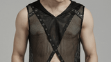 Mesh Gothic Hooded Vest with a Seductive Punk Hollow Design