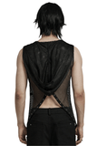 Mesh Gothic Hooded Vest with a Seductive Punk Hollow Design