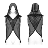 Mesh Gothic Hooded Vest with a Seductive Punk Hollow Design