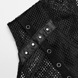 Mesh Gothic Hooded Vest with a Seductive Punk Hollow Design