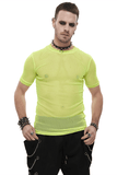 T-shirt en maille gothique à manches courtes / T-shirt transparent à col rond masculin / Vêtements alternatifs