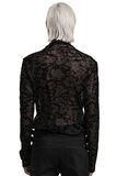 Mesh High-Neck Top with Goth Print Perspective