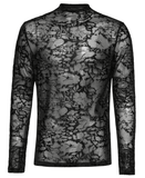 Mesh High-Neck Top with Goth Print Perspective