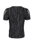 Mesh Punk T-Shirt with Studded Gothic Cross Accent