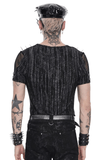 Mesh Punk T-Shirt with Studded Gothic Cross Accent