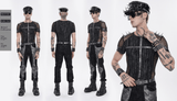 Mesh Punk T-Shirt with Studded Gothic Cross Accent