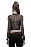 Mesh Top with Skeleton Print Exuding Dark Elegance