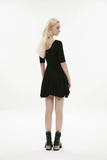 Midi Black Skater Dress adorned with Exclusive Rivet Accent