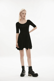 Midi Black Skater Dress adorned with Exclusive Rivet Accent