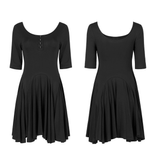 Midi Black Skater Dress adorned with Exclusive Rivet Accent