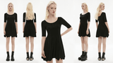 Midi Black Skater Dress adorned with Exclusive Rivet Accent