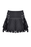 Mini Skirt for Punk Women with O-Ring and Lace Details