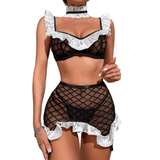 Naughty Maid Sexy Lingerie Set / Sensual Transparent Role-Play Costume / Women's Erotic Apparel